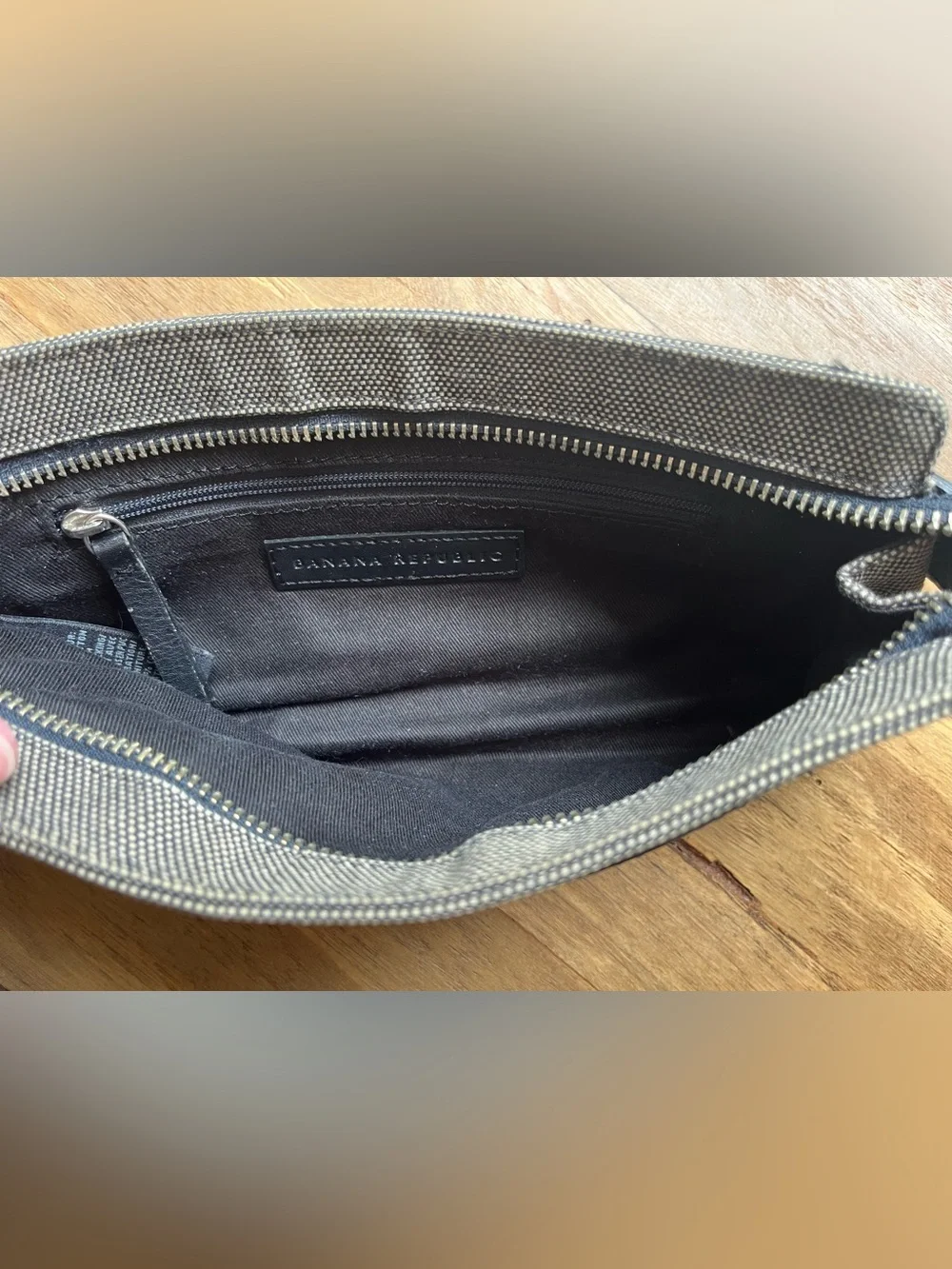 Banana Republic Tweed Leather Clutch Bag Black